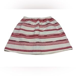 Anthropologie Paper Crown Skirt Medium Red White Striped A-Line Textured Fall
